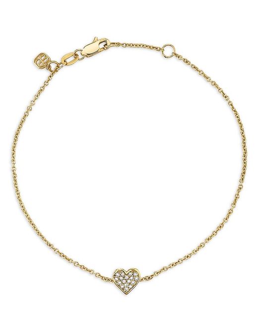 Sydney Evan Metallic 14K Diamond Pave Heart Chain Link Bracelet