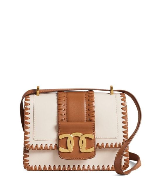 Ted Baker Edasina Whipstitch Leather Mini Bag in Natural (Brown) | Lyst