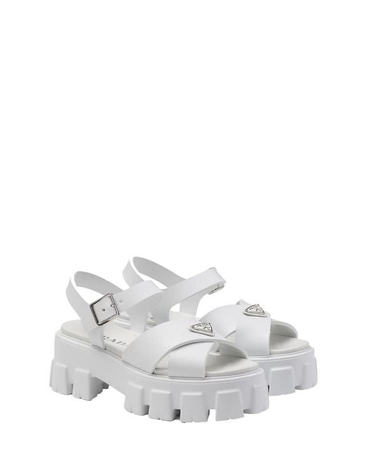 Prada White Monolith Rubber Sandals