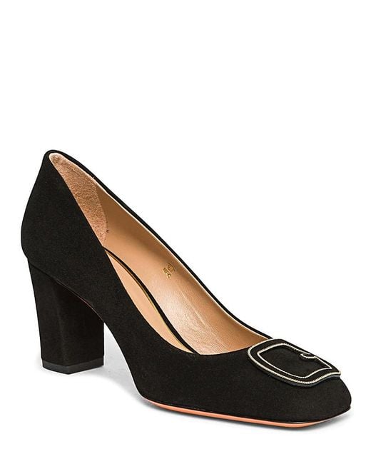 Santoni Black Suede High-Heel Pump