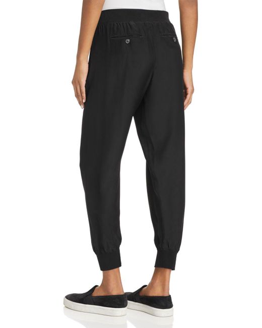 black silk jogger pants