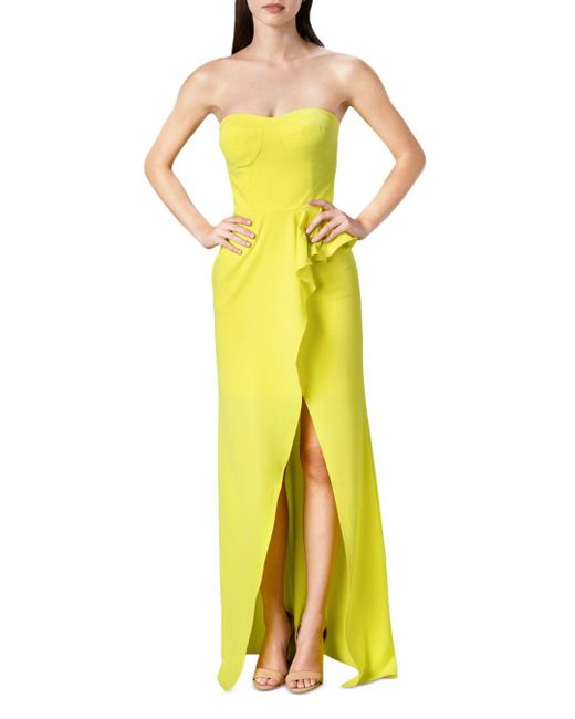 Dress the Population Synthetic Kai Strapless Gown in Yellow | Lyst