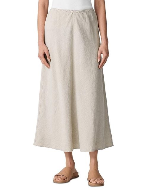Eileen Fisher Natural Linen A Line Bias Cut Skirt
