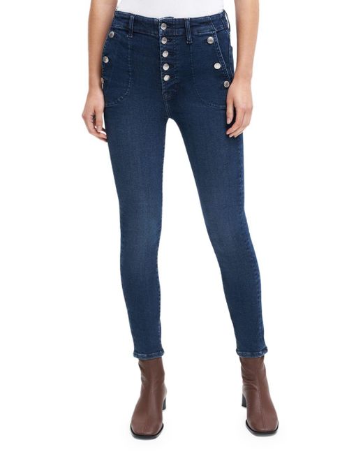 7 For All Mankind Portia High Rise Ankle Skinny Jeans In Joan Blue