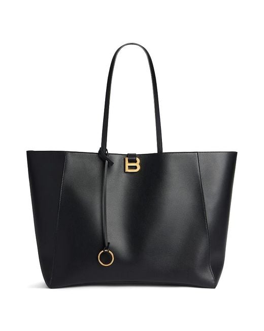 Balenciaga Women Black Leather Large Hourglass Soft Handbag