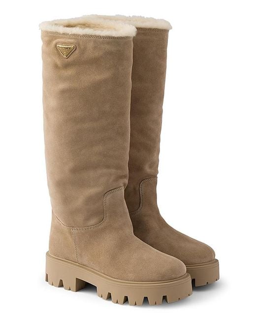 Prada Natural Suede Boots