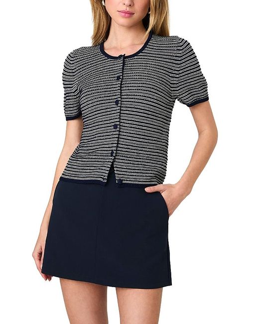 French Connection Blue Zigzag Stripe Knit Cardigan