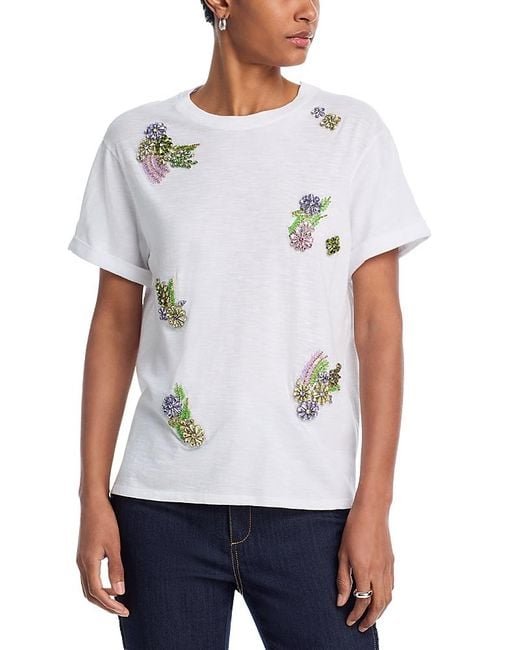 Cinq À Sept White Crystal Ivy Shrunken Tee