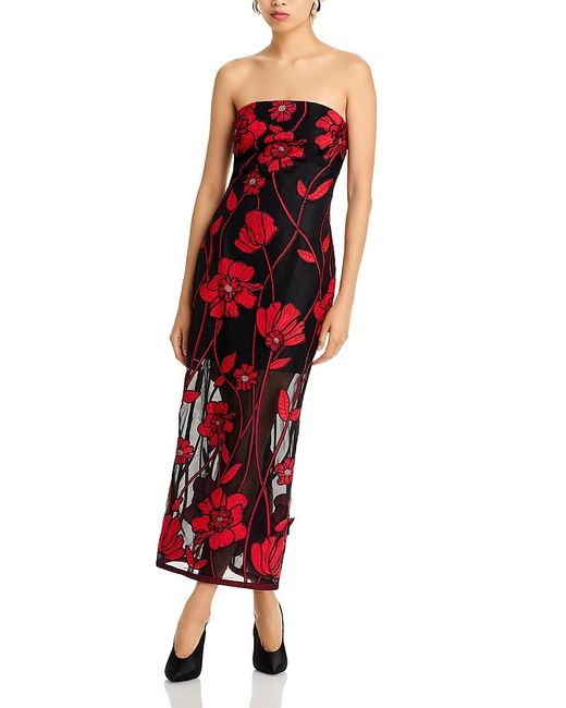 MILLY Red Shiloh Grand Strapless Dress