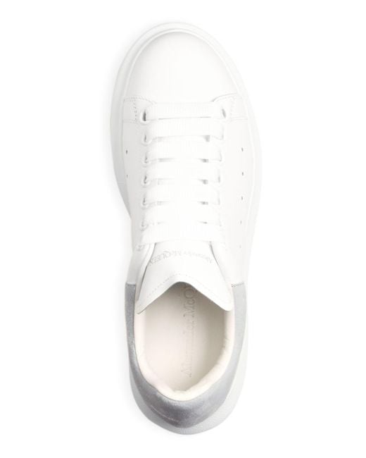 McQueen Oversized Suede Heel Sneakers in White/Gray (White) - Lyst