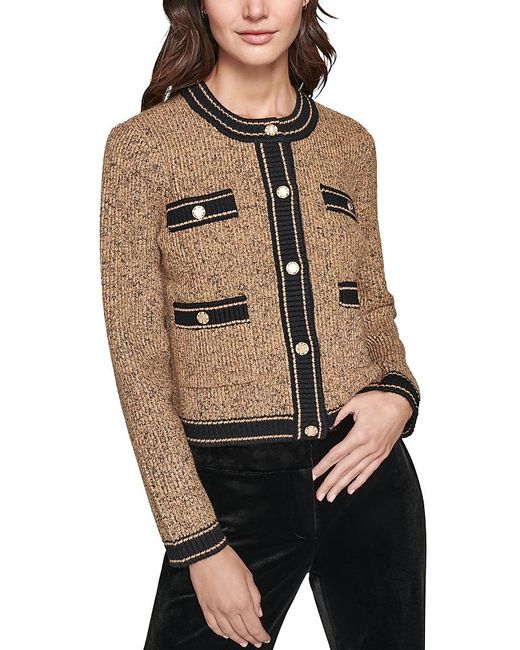 Karl Lagerfeld Natural Button Front Cardigan