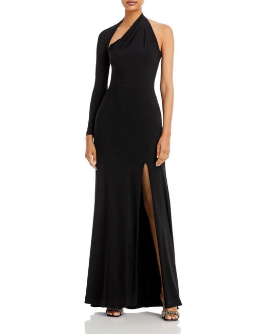 Aqua Cashmere One Shoulder Gown in Black | Lyst