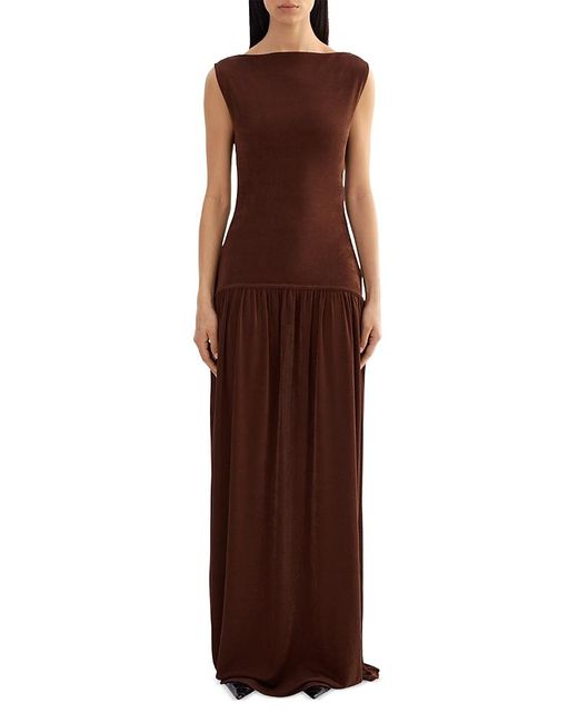 Lamarque Drop Waist Maxi Dress in Brown | Lyst