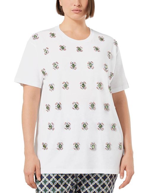 Marina Rinaldi White 1A Uscita Reed Embellished Tee
