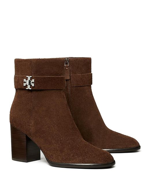 Tory Burch Brown T Lock Heeled Ankle Boots