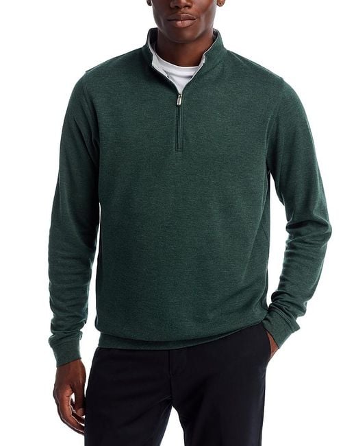 Peter Millar Green Crown Comfort Quarter Zip Sweater for men