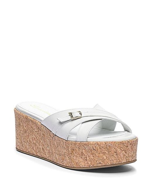 Santoni White Leather Wedge