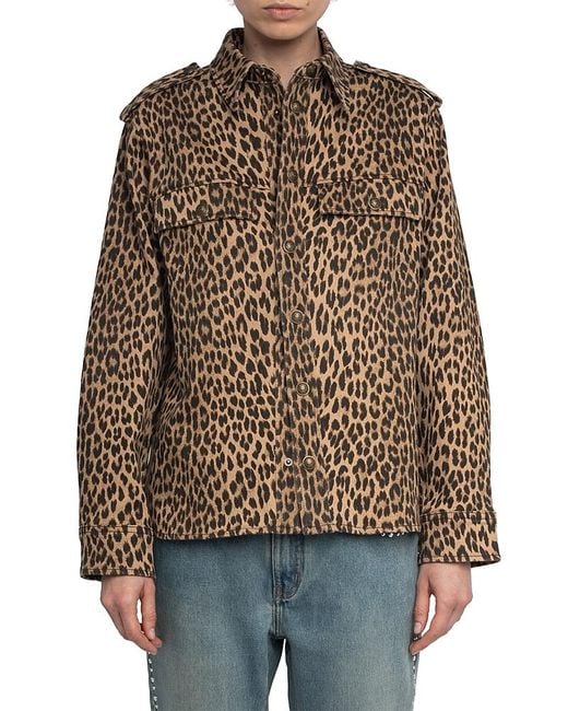 Zadig Voltaire Women's Brown Taskam Leopard Denim Jacket