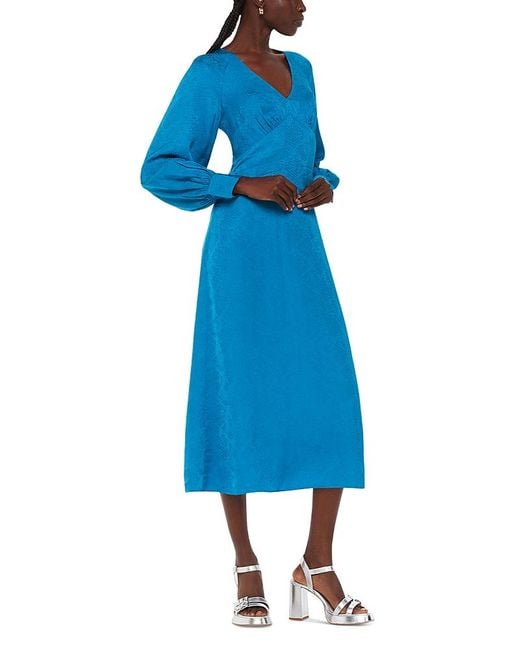 Whistles Blue Serpent Jacquard Midi Dress
