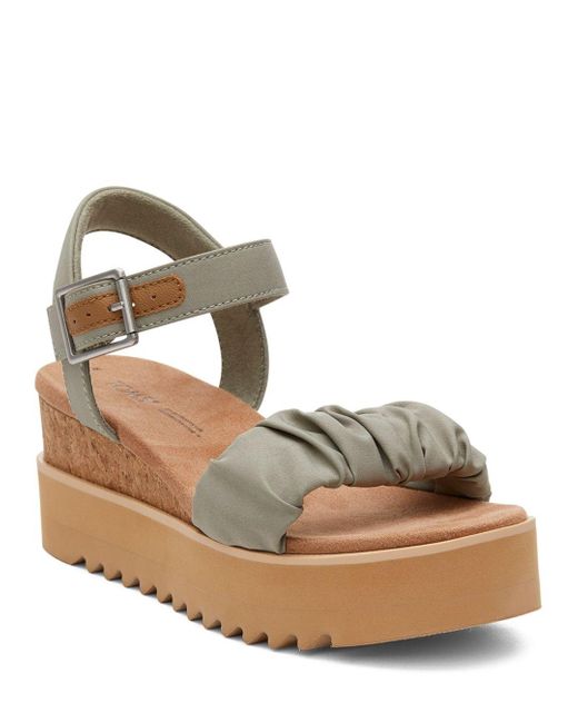 TOMS Diana Stretch Platform Wedge Sandals in Metallic Lyst