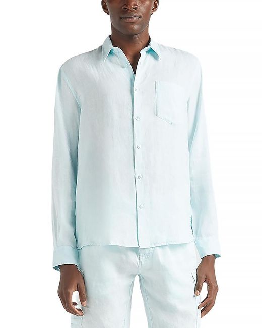 Vilebrequin Blue Caroubis Long Sleeve Button Front Shirt for men