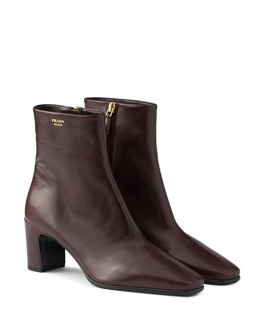 Prada Brown Leather Booties