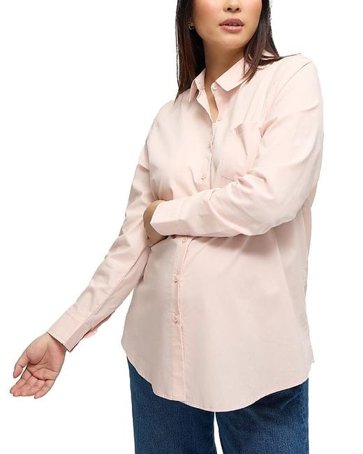 Ingrid & Isabel Natural Button Down Maternity Shirt