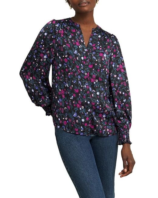 Hobbs Blue Tasha Button Front Blouse