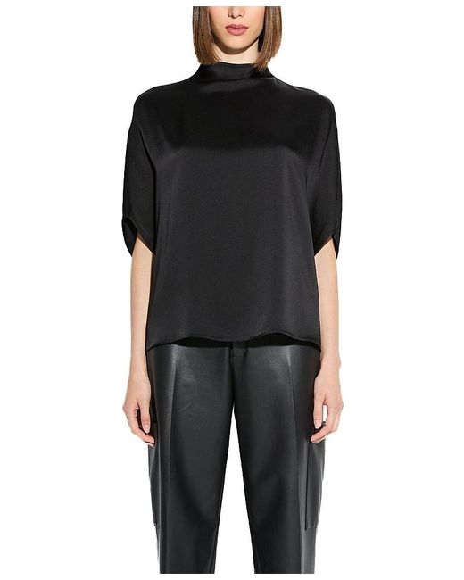 LAPOINTE Black Satin Cape Tee