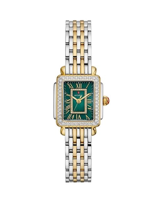 Michele Metallic Deco Madison Mini Watch, 23Mm X 24Mm