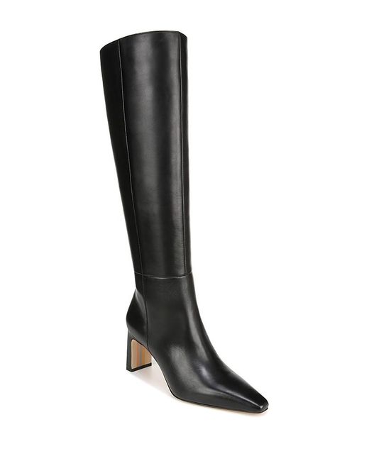 Sam Edelman Black Sylvia Pointed Toe Mid Heel Tall Boots