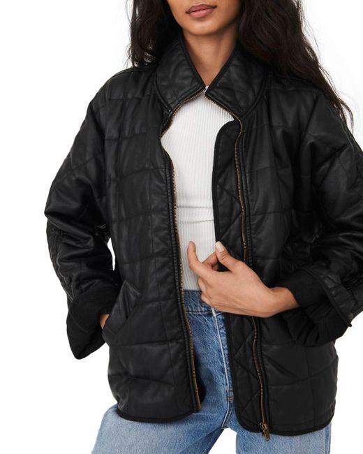 Free People Quilted Vegan Leather Jacket in Black Lyst