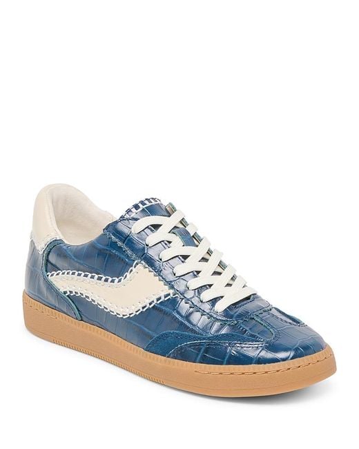 Dolce Vita Blue Notice Stitch Croco Embossed Sneakers