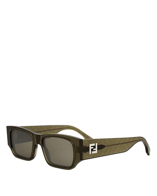 Fendi Green Ff Squared Rectangular Sunglasses, 54Mm