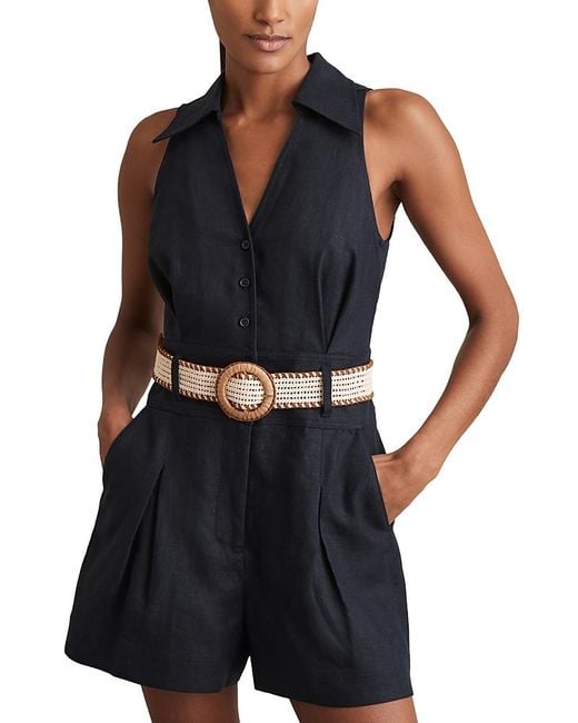 【海外限定】REISSプレイスーツ☆Anjie Sleeveless Linen Playsu Reiss Womens Anjie Sleeveless Linen Playsuit Cream | ModeSens