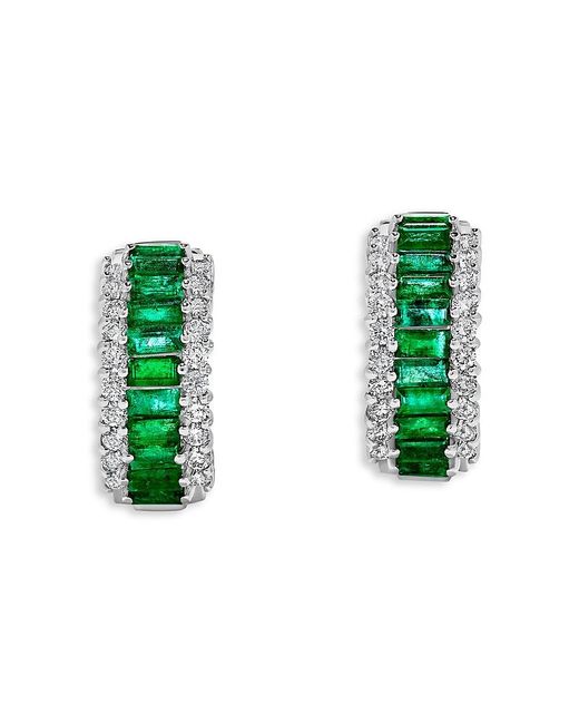 Bloomingdale's Fine Collection Green Emerald & Diamond Hoop Earrings