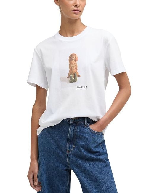 Barbour White Bedale Graphic Tee