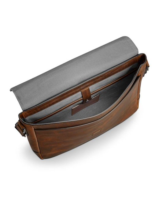 Shinola Men's Slim Navigator Leather Messenger Bag in Brown for Men | Lyst
