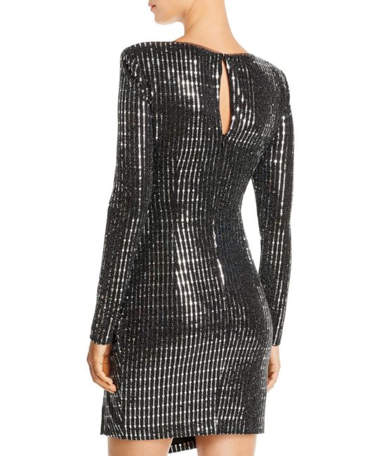 Aqua Synthetic Sequined Hologram Dress in Black/Silver (Black) - Lyst