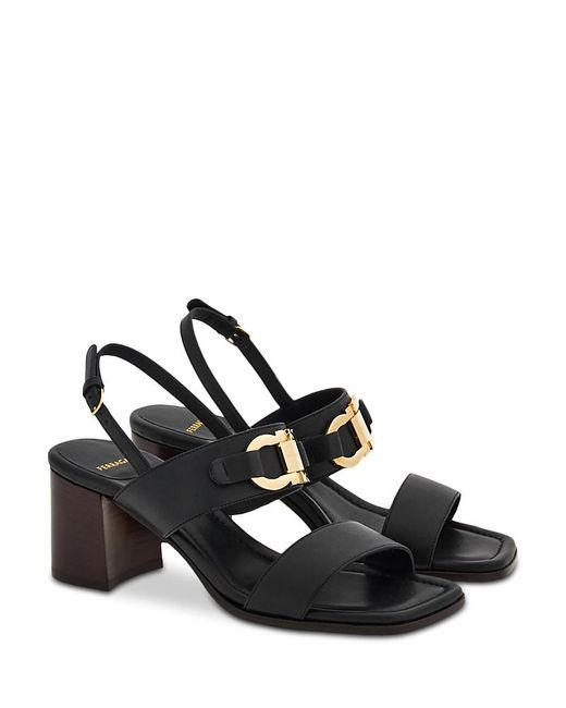Ferragamo Black Lou Gancini Block Heel Sandals