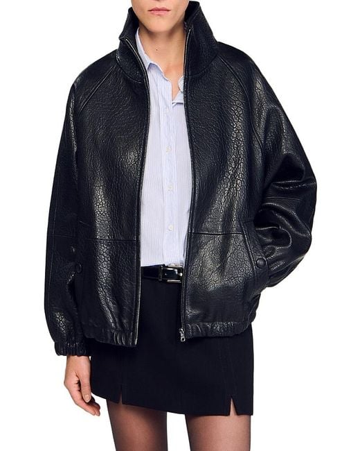 Sandro Blue Jordan Leather Jacket
