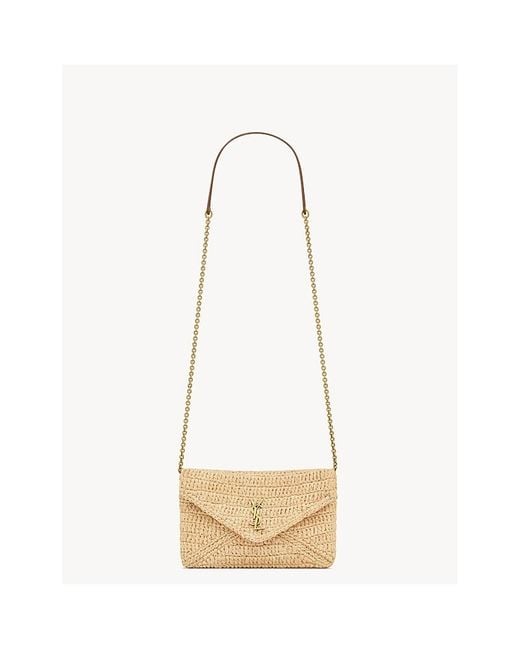 Saint Laurent White Cassandre Chain Pouch