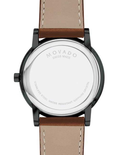 movado men's museum watch with leather strap