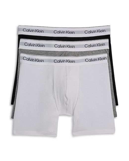 Calvin Klein Gray Icon Cotton Stretch Boxer Briefs, Pack Of 3 for men