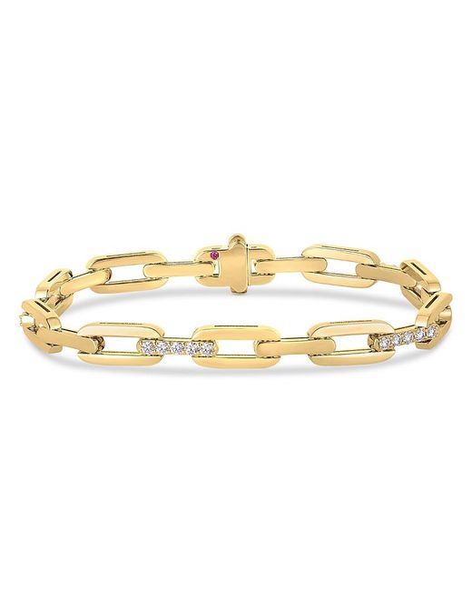 Roberto Coin Metallic 18K Navarra Diamond Open Chain Link Bracelet