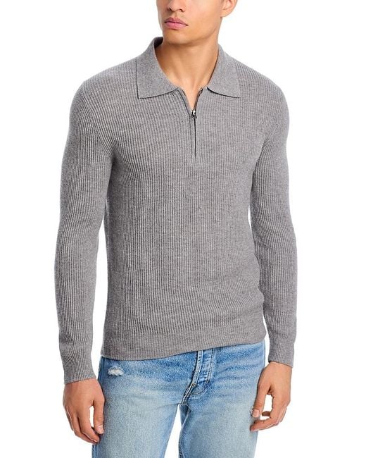 Rails Gray Quarter Zip Wool Sweater for men