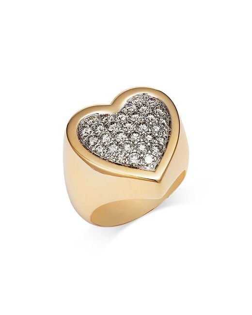 Bloomingdale's Fine Collection White 14K Pave Diamond Heart Ring, 1.5 Tcw