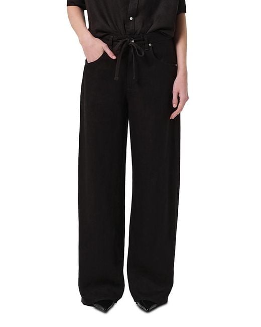 Citizens of Humanity Black Brynn Drawstring Linen Trousers