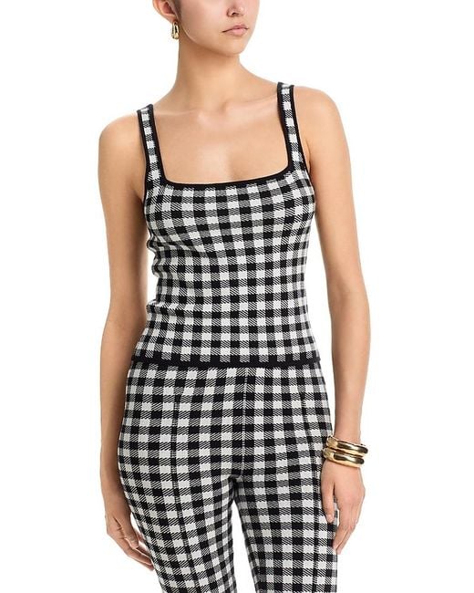 Aqua Black Gingham Knit Top