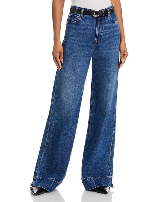 FRAME Blue The Slice High Rise Flare Wide Leg Jeans